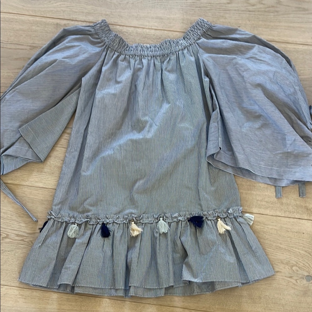 Off-Shoulder mini dress with Tassel Accents